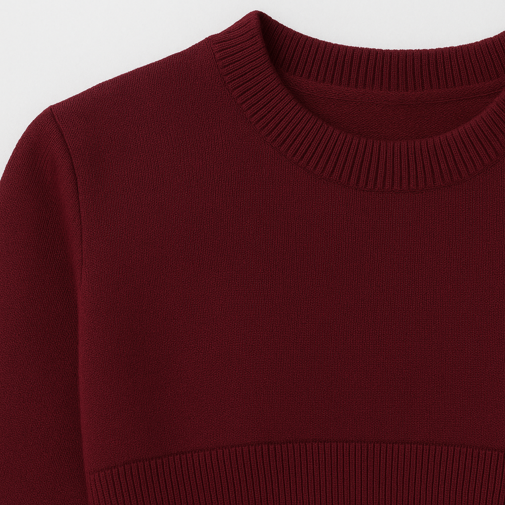 Knit cropped sweater with fitted waist and flared sleeves, styled in a modern silhouette