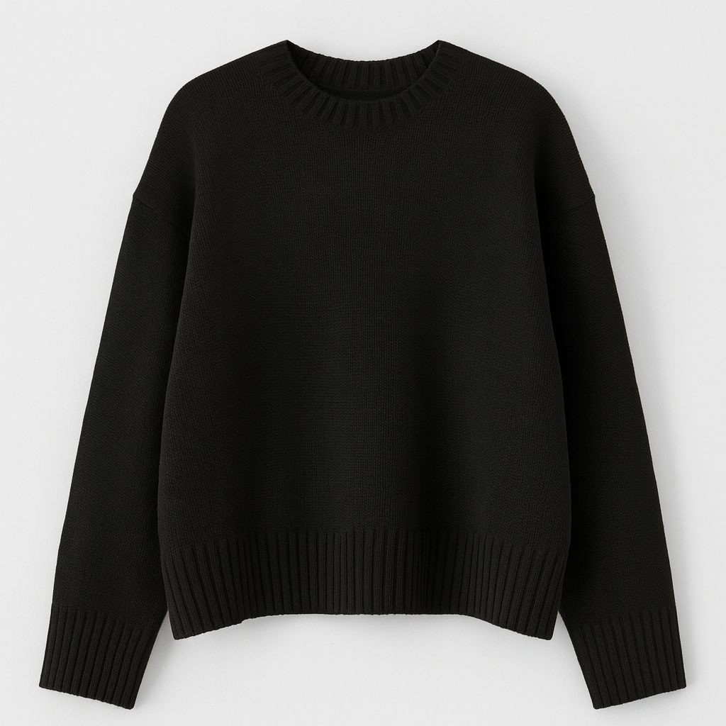 Knit oversized sweater with relaxed fit and ribbed hem, styled in a minimal silhouette