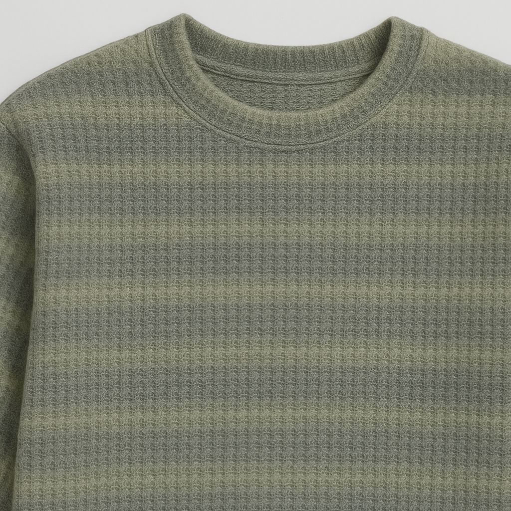 Knit striped sweater with relaxed fit and brushed texture, styled in a casual silhouette