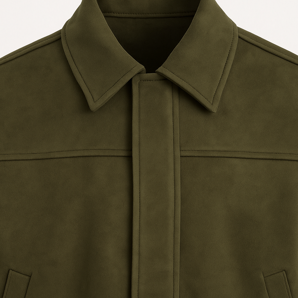 Oversized utility jacket with concealed button placket and shirt collar, styled in a relaxed streetwear silhouette